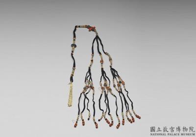 图片[2]-Blue silk hair plait attachment with coral and pearl inlay, Qing dynasty, 18th c., Tibetan work-China Archive